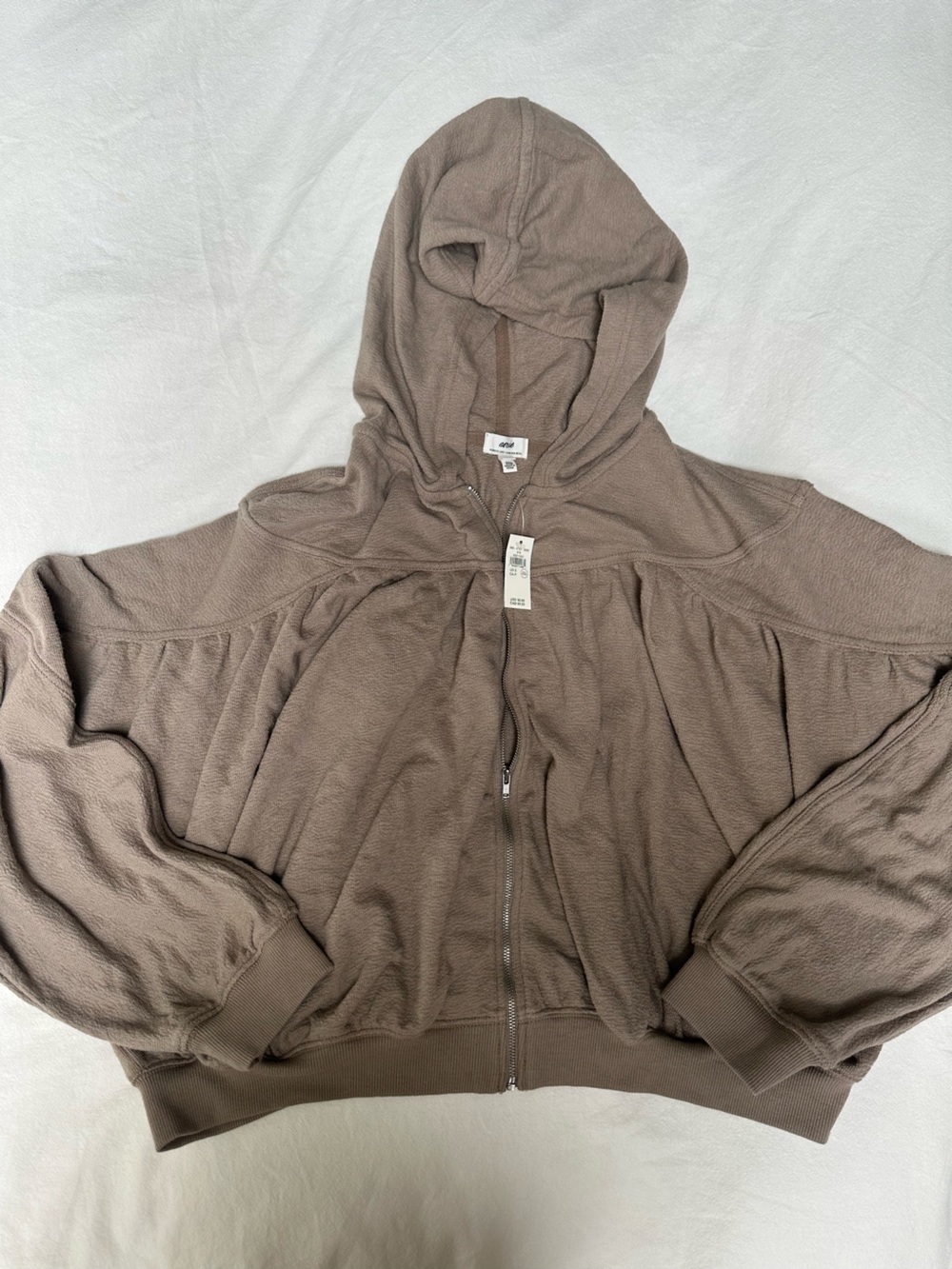 aerie Taupe Full-Zip Hoodie Jacket